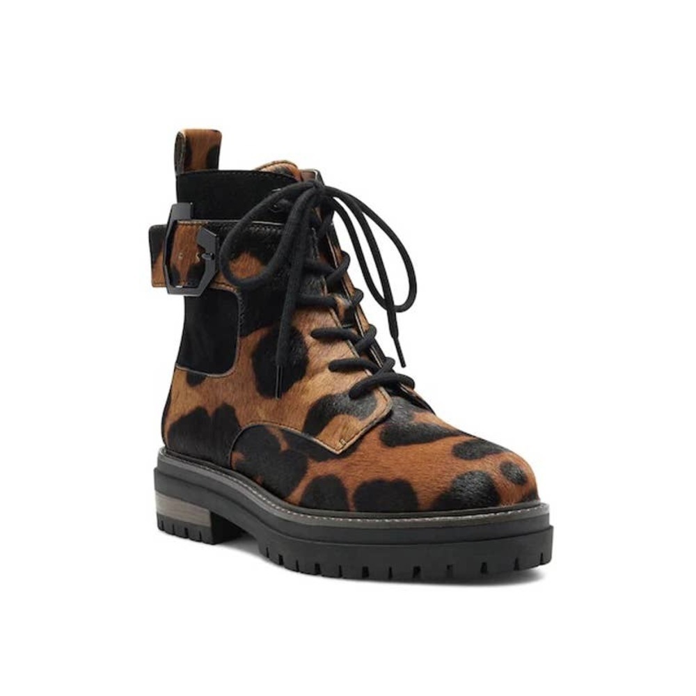 Vince Camuto Leopard Print Louise et Cie Saliha Combat Boot Brown Size 5.5